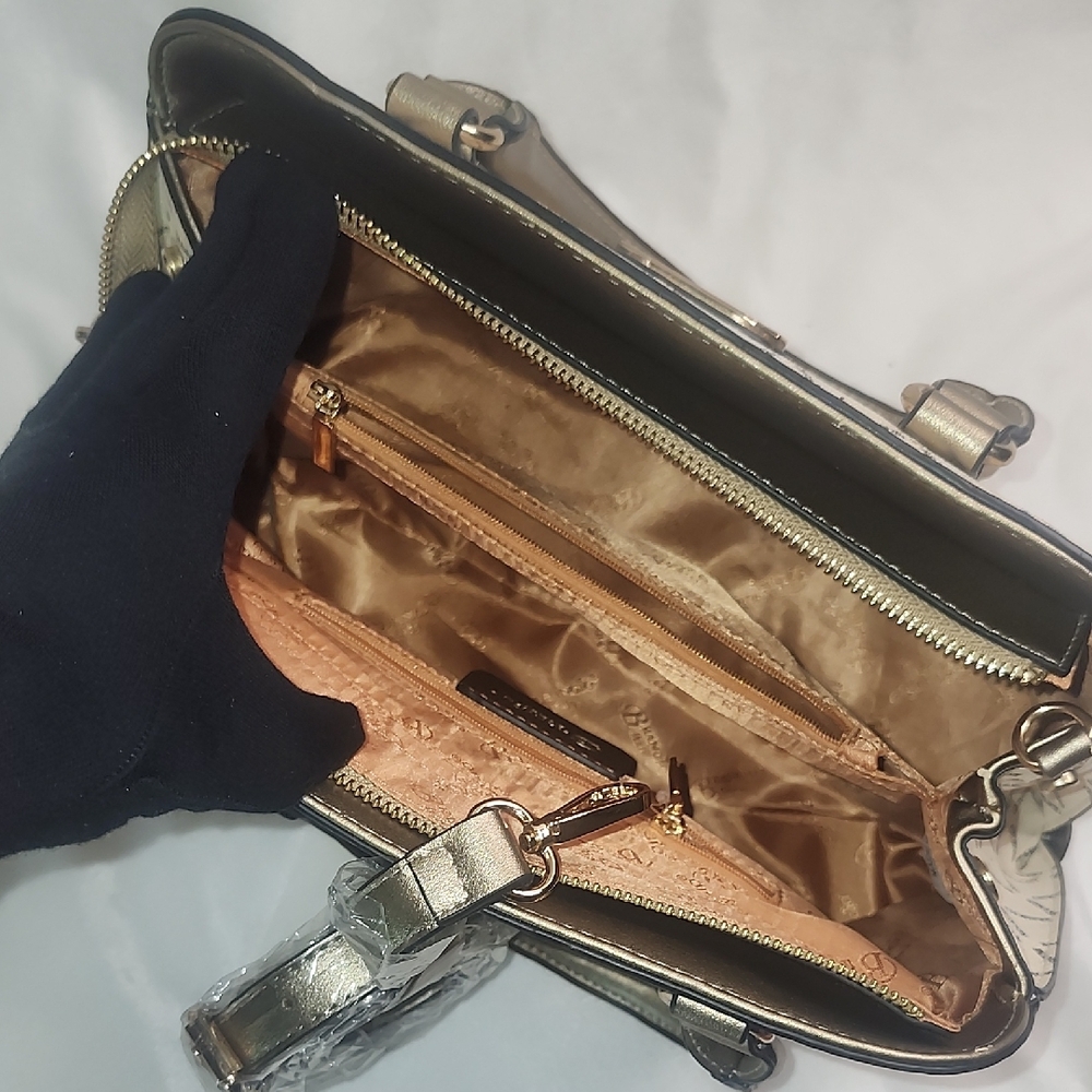Brangio Italy Brown and Cream Satchel by Beverly Hills Polo Club - Picture 8 of 9